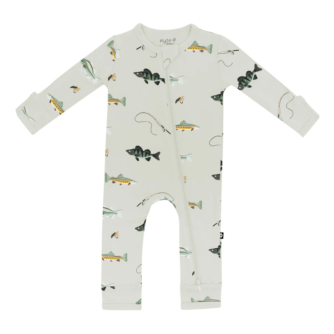 Kyte Baby Long Sleeve Zippered Romper (Fishing)