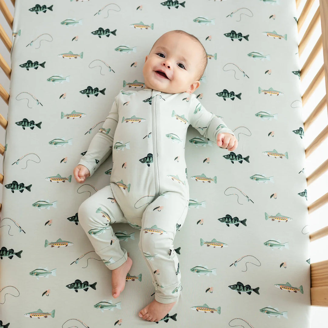 Kyte Baby Long Sleeve Zippered Romper (Fishing)