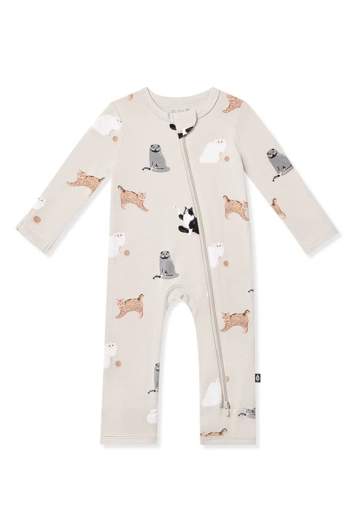 Kyte Baby Long Sleeve Zippered Romper (Fluffy Cat)