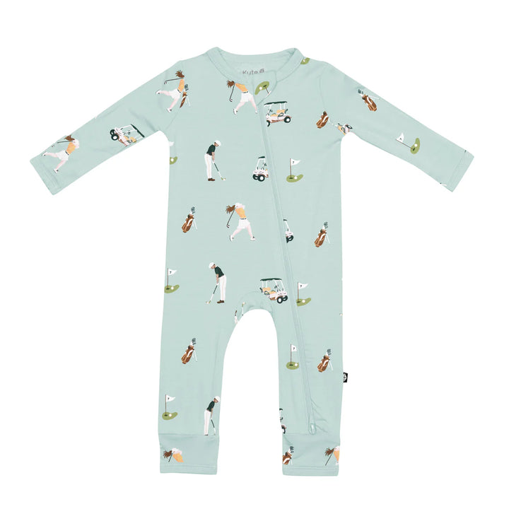 Kyte Baby Long Sleeve Zippered Romper (Golf)