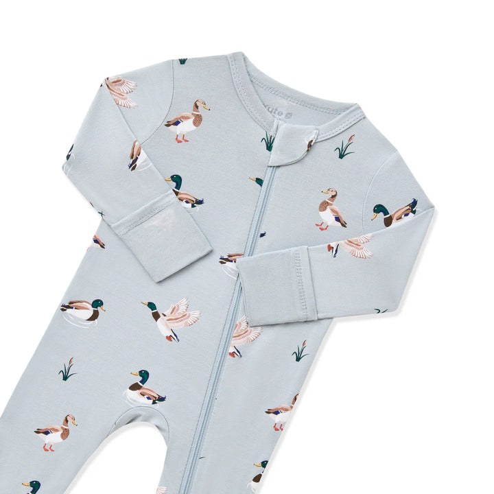 Kyte Baby Long Sleeve Zippered Romper (Mallard Duck)