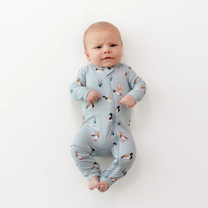 Kyte Baby Long Sleeve Zippered Romper (Mallard Duck)