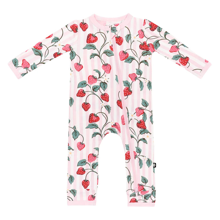 Kyte Baby Long Sleeve Zippered Romper (Strawberry Fields)