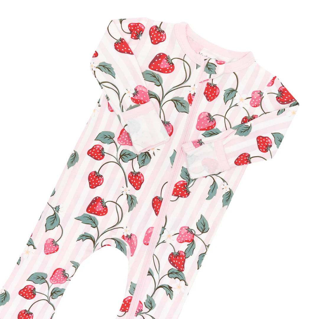 Kyte Baby Long Sleeve Zippered Romper (Strawberry Fields)