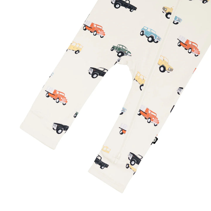 Kyte Baby Long Sleeve Zippered Romper (Vintage Truck)
