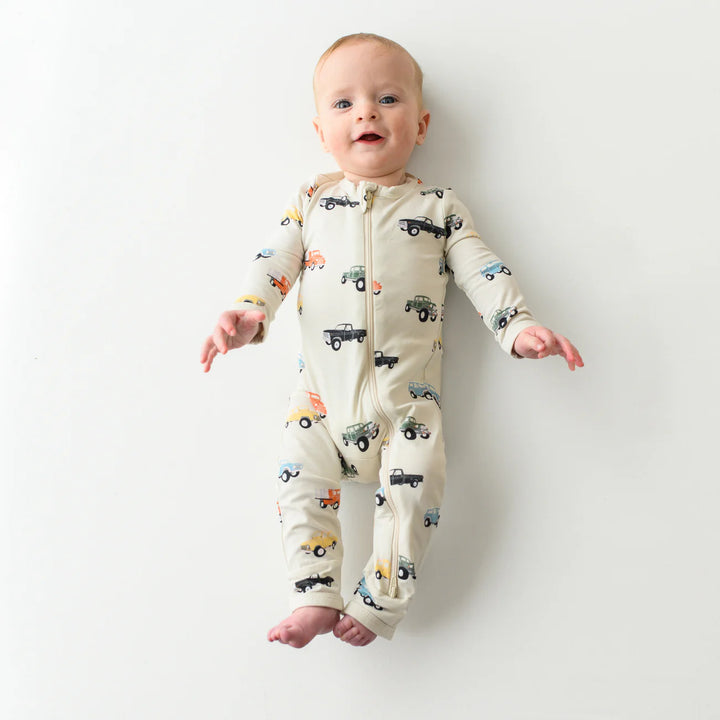 Kyte Baby Long Sleeve Zippered Romper (Vintage Truck)