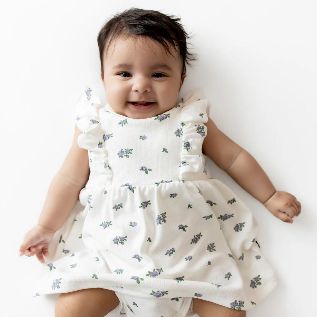 Kyte Baby Pointelle Bodysuit Dress (Spray Rose)