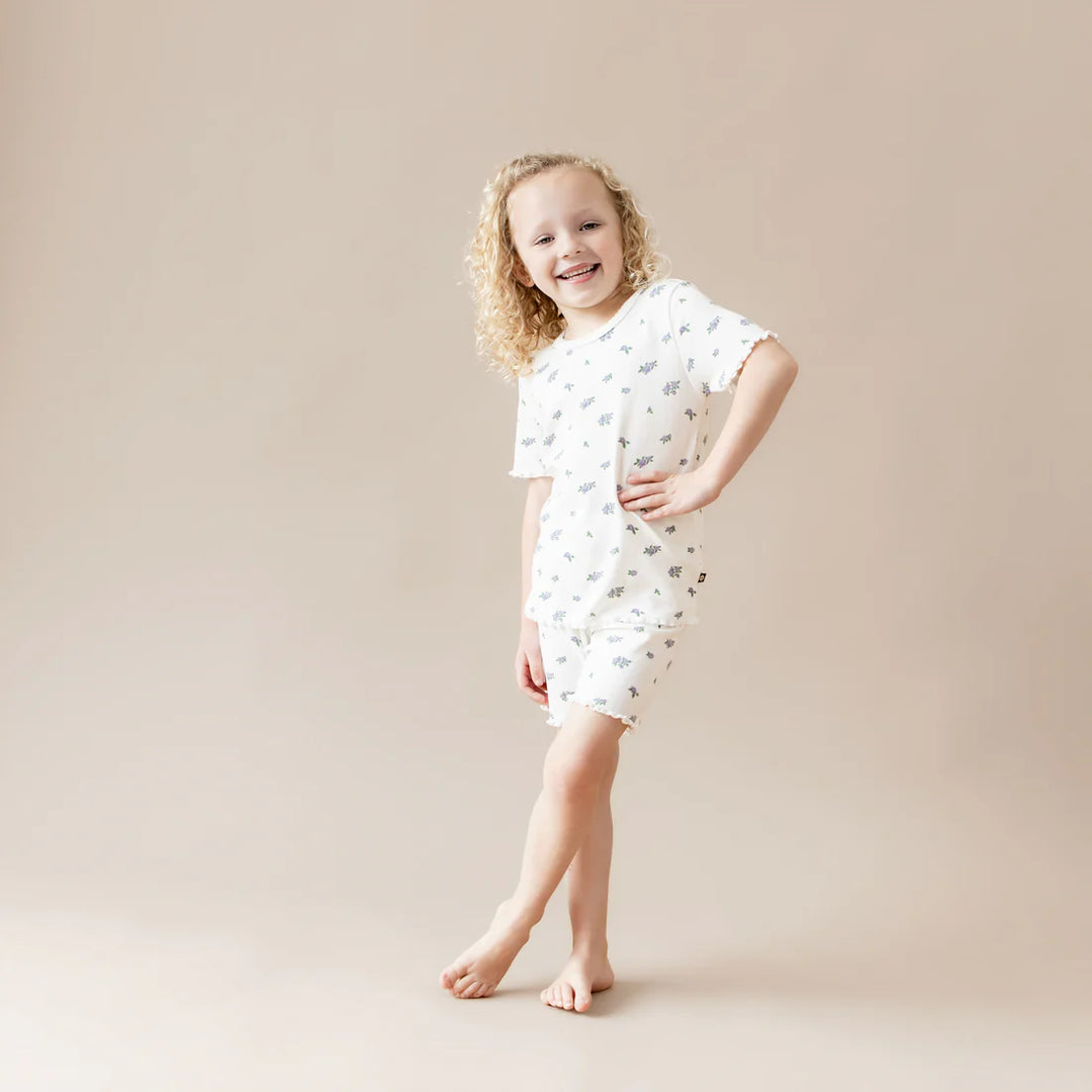 Kyte Baby Pointelle Short Sleeve Set (Spray Rose)