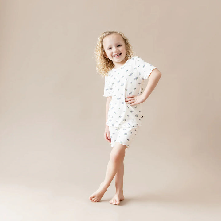 Kyte Baby Pointelle Short Sleeve Set (Spray Rose)