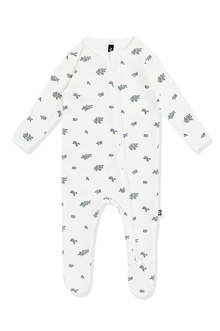 Kyte Baby Pointelle Zippered Footie (Spray Rose)