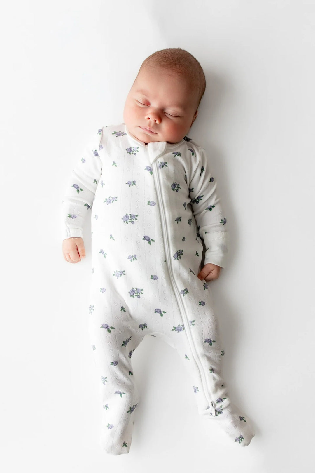 Kyte Baby Pointelle Zippered Footie (Spray Rose)