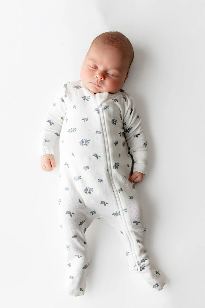 Kyte Baby Pointelle Zippered Footie (Spray Rose)