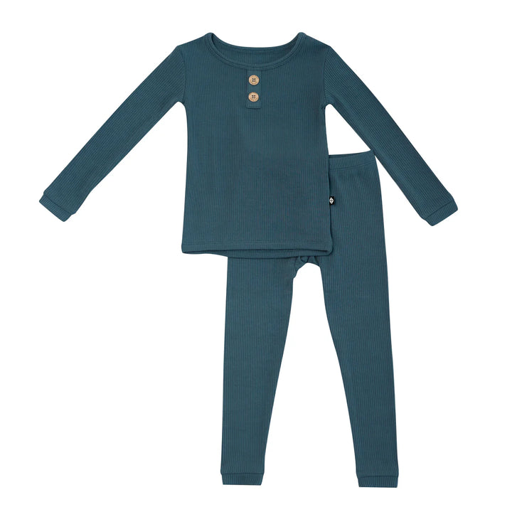 Kyte Baby Ribbed Henley Set (Atlantic)