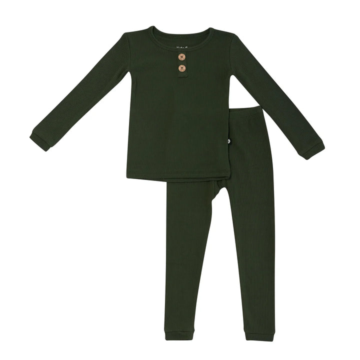 Kyte Baby Ribbed Henley Set (Fir)