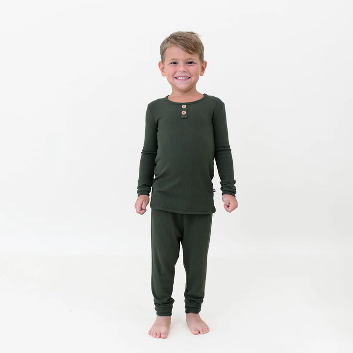 Kyte Baby Ribbed Henley Set (Fir)