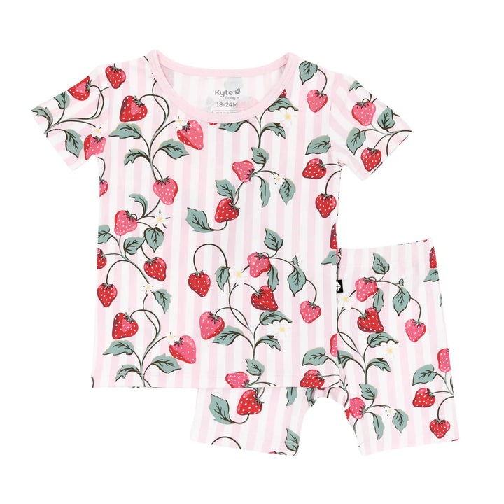 Kyte Baby Short Sleeve Pajamas (Strawberry Fields)