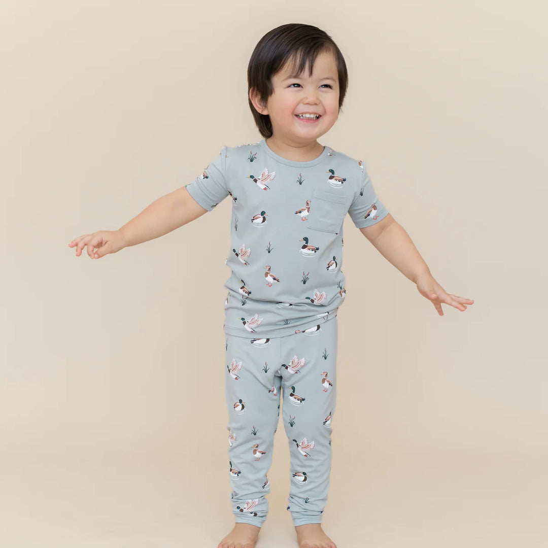 Kyte Baby Short Sleeve with Pants Pajamas (Mallard Duck)