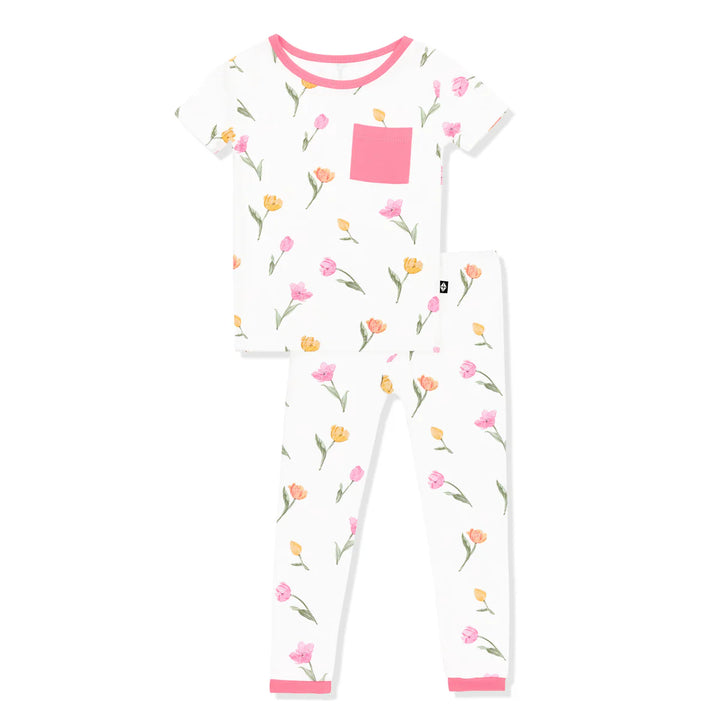 Kyte Baby Short Sleeve with Pants Pajamas (Tulip)