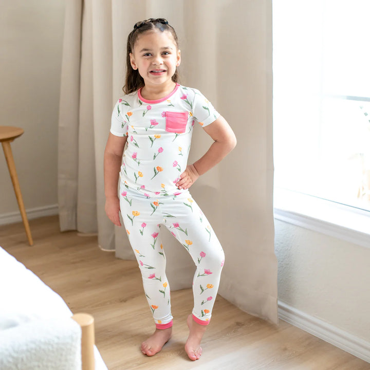 Kyte Baby Short Sleeve with Pants Pajamas (Tulip)