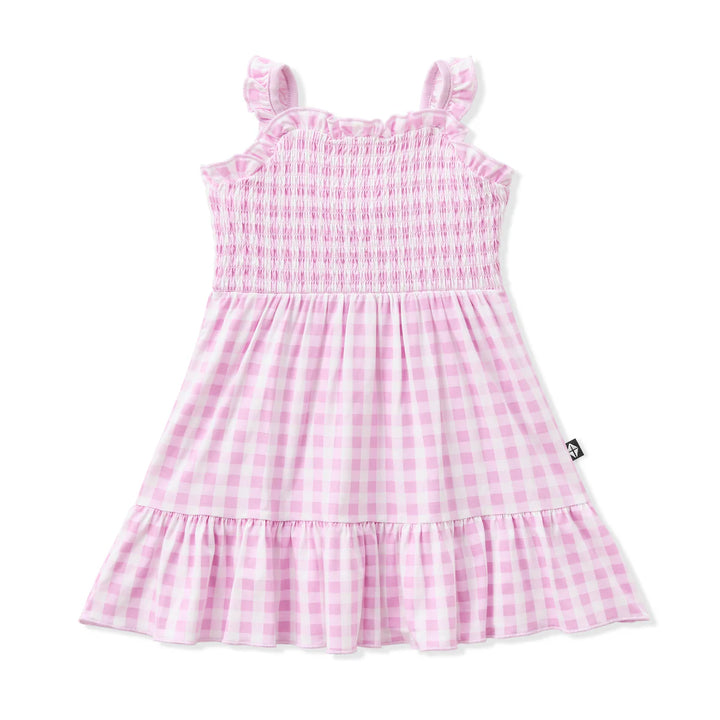 Kyte Baby Smocked Dress (Gingham Thistle)