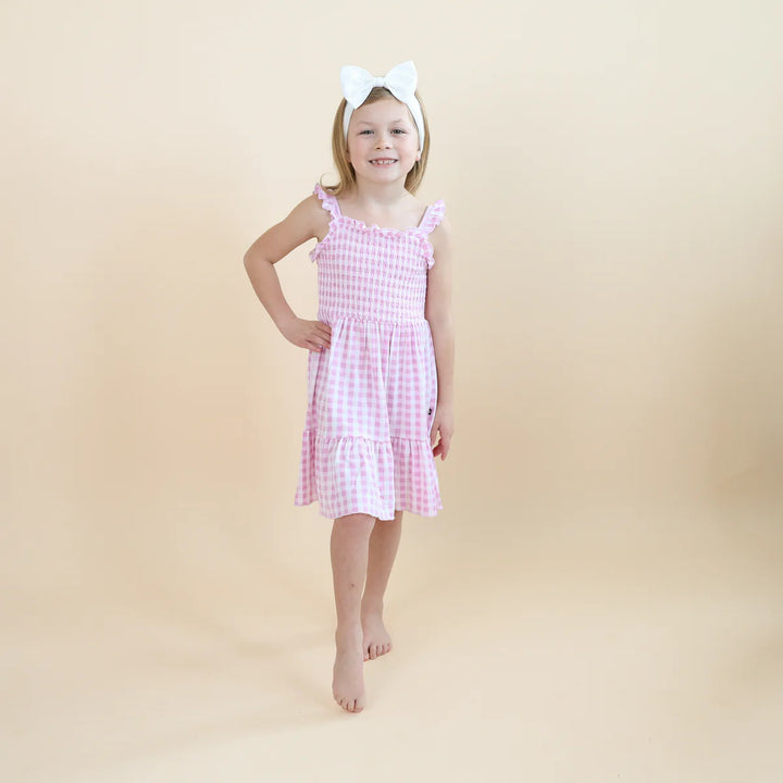 Kyte Baby Smocked Dress (Gingham Thistle)