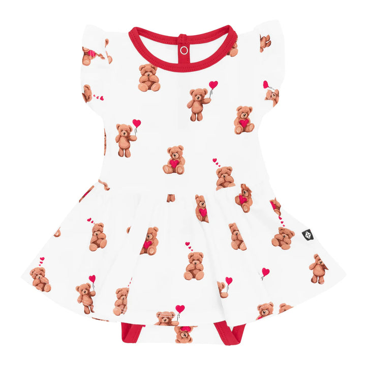 Kyte Baby Twirl Bodysuit Dress (Bear Hearts)