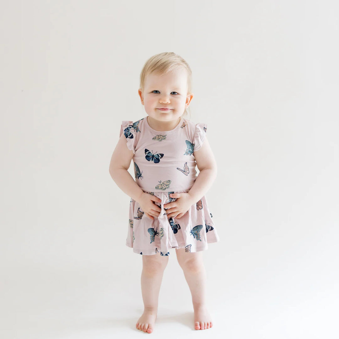 Kyte Baby Twirl Bodysuit Dress (Blush Butterfly)