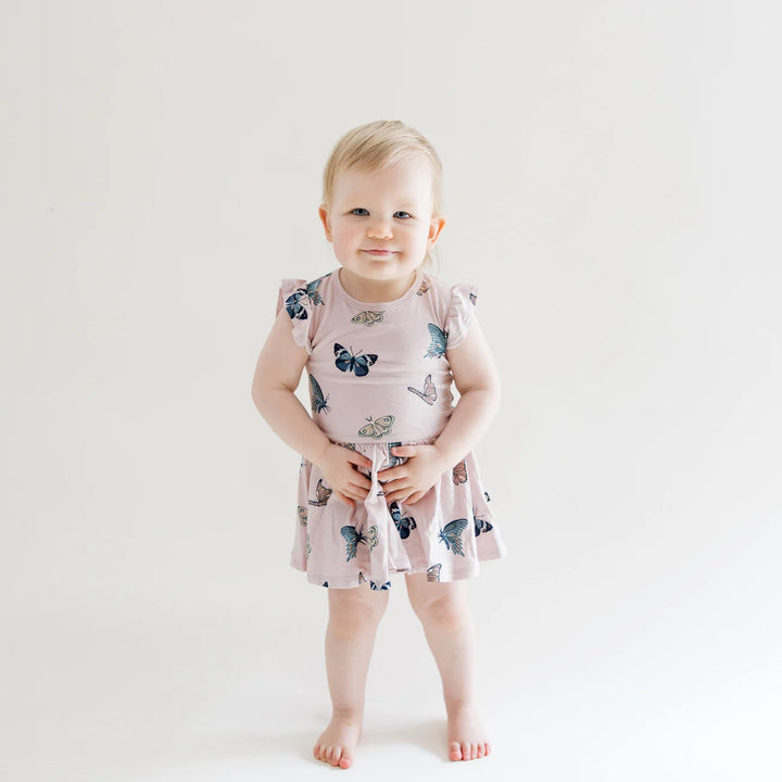 Kyte Baby Twirl Bodysuit Dress (Blush Butterfly)