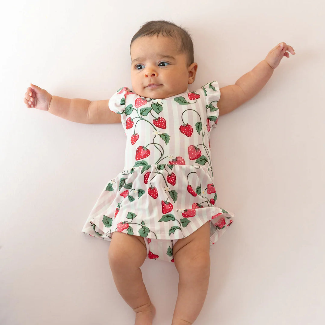 Kyte Baby Twirl Bodysuit Dress (Strawberry Fields)
