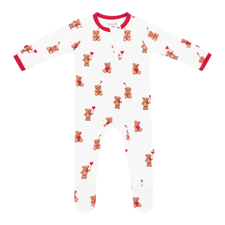 Kyte Baby Zippered Footie (Bear Hearts)