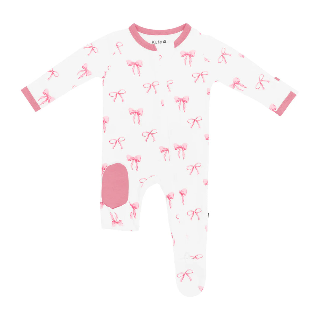 Kyte Baby Zippered Footie (Bow)