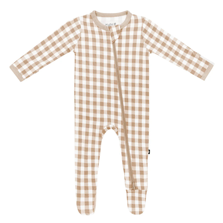 Kyte Baby Zippered Footie (Gingham Bisque)