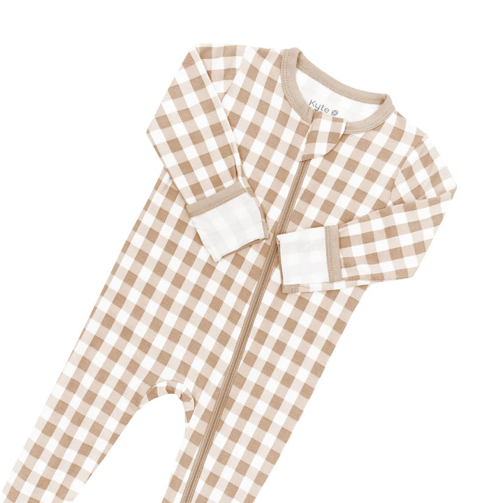 Kyte Baby Zippered Footie (Gingham Bisque)