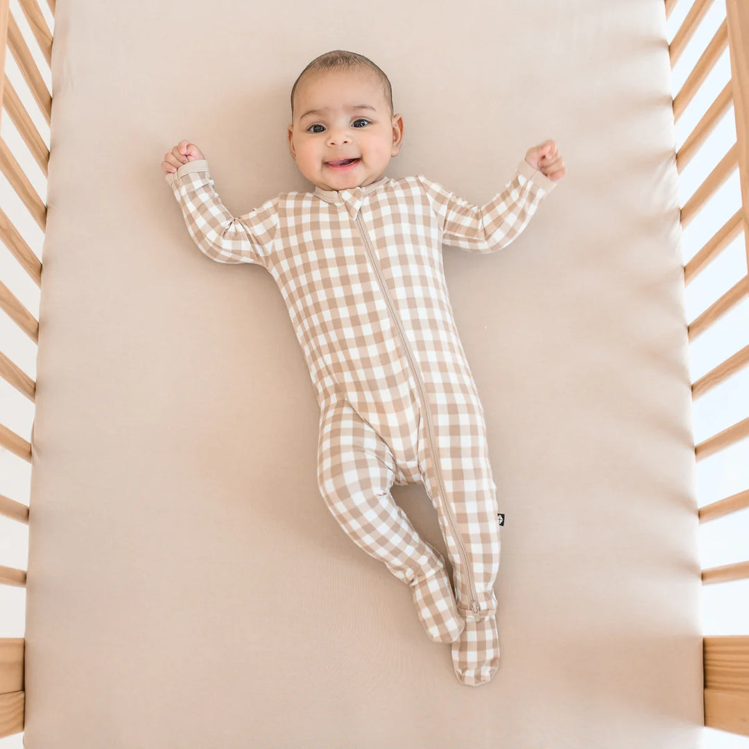 Kyte Baby Zippered Footie (Gingham Bisque)