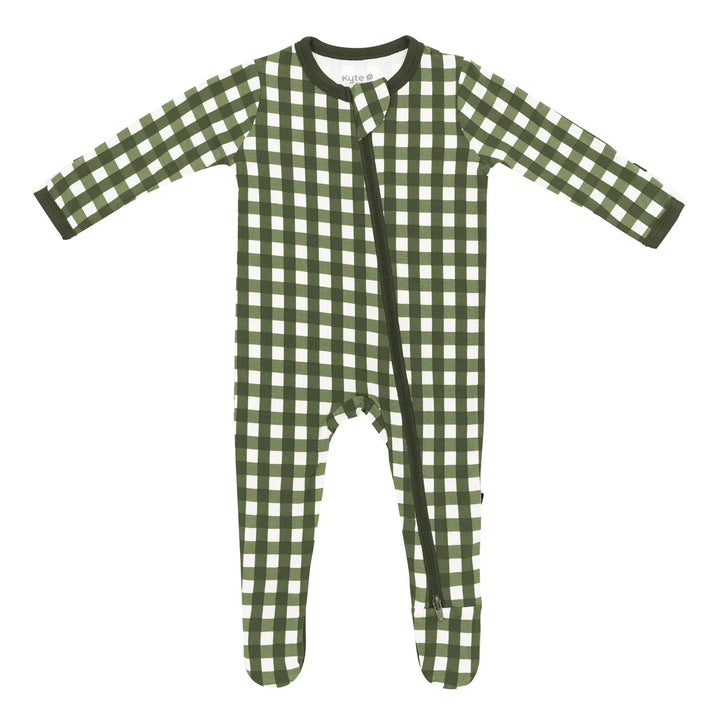 Kyte Baby Zippered Footie (Gingham Fir)