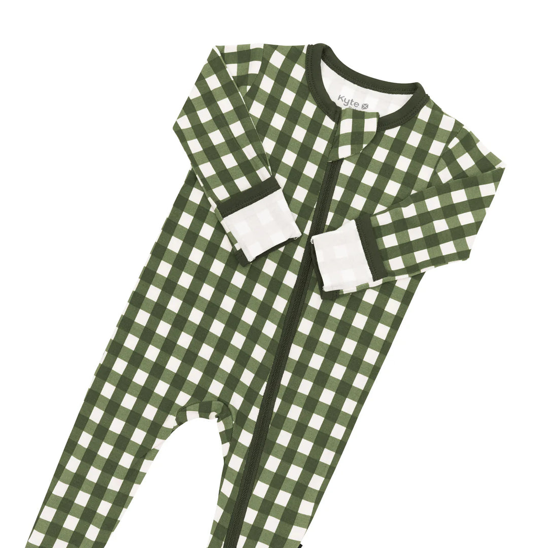 Kyte Baby Zippered Footie (Gingham Fir)