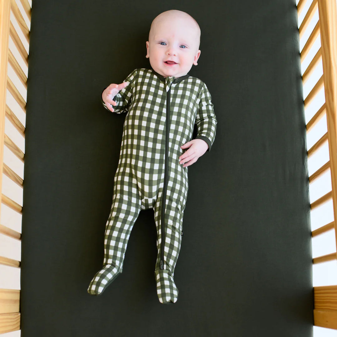 Kyte Baby Zippered Footie (Gingham Fir)