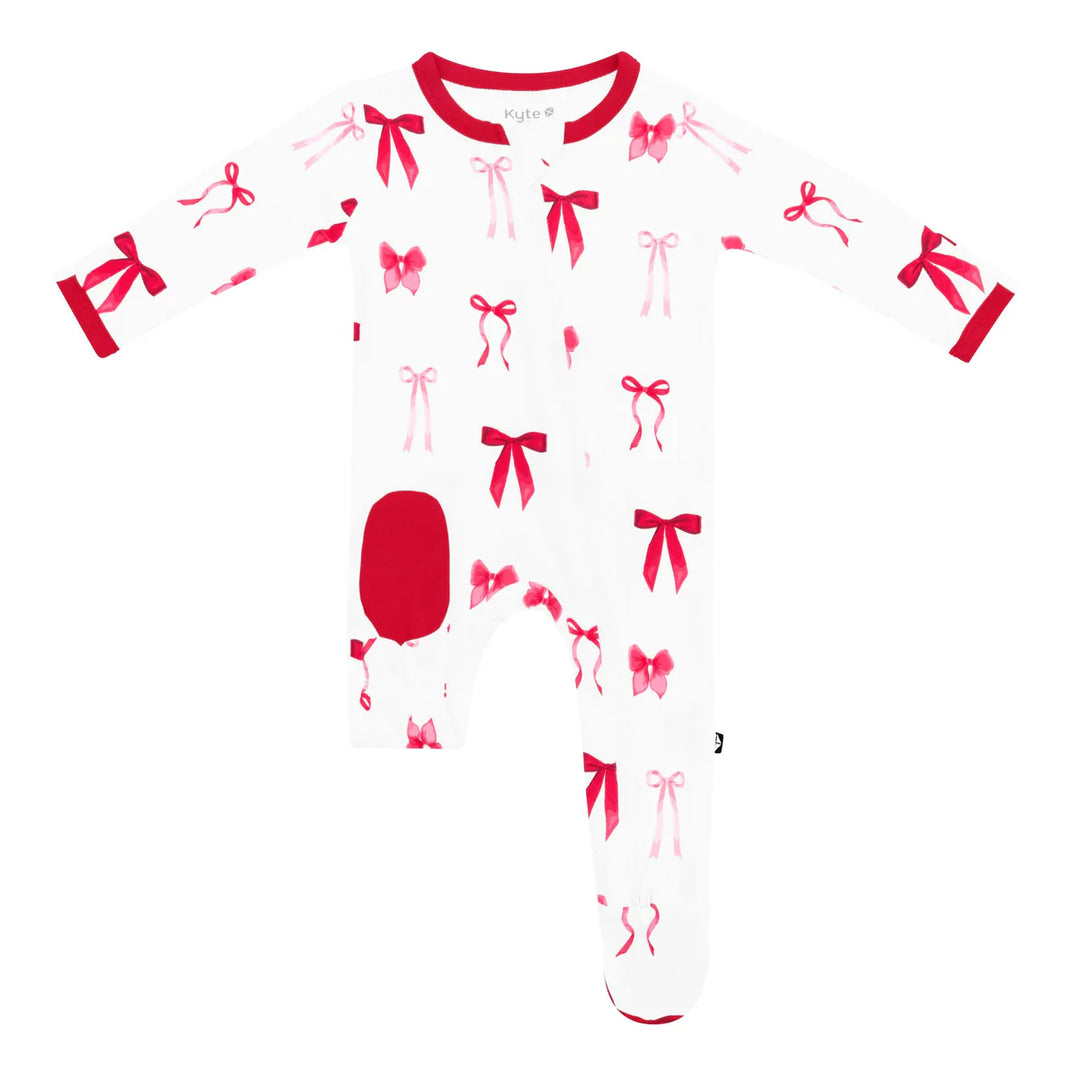 Kyte Baby Zippered Footie (Small Love Bow)