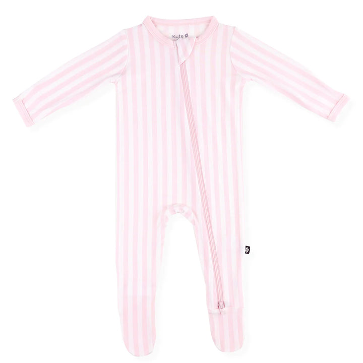 Kyte Baby Zippered Footie (Small Sakura Stripe)