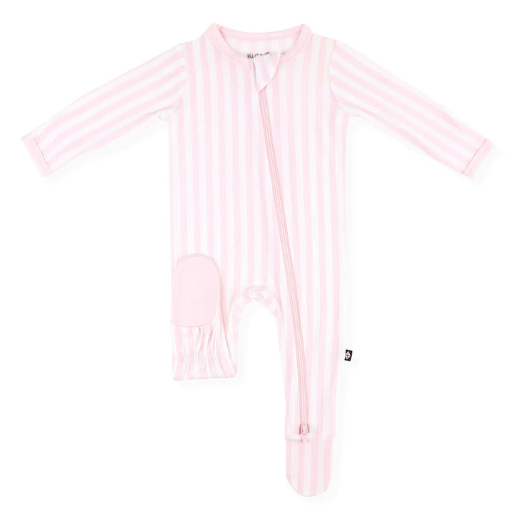 Kyte Baby Zippered Footie (Small Sakura Stripe)