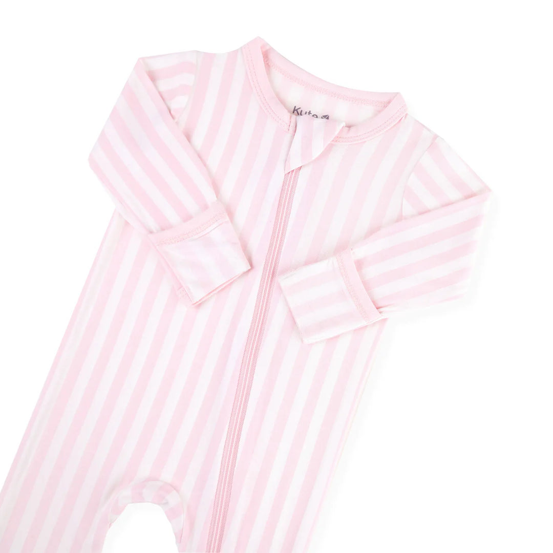 Kyte Baby Zippered Footie (Small Sakura Stripe)