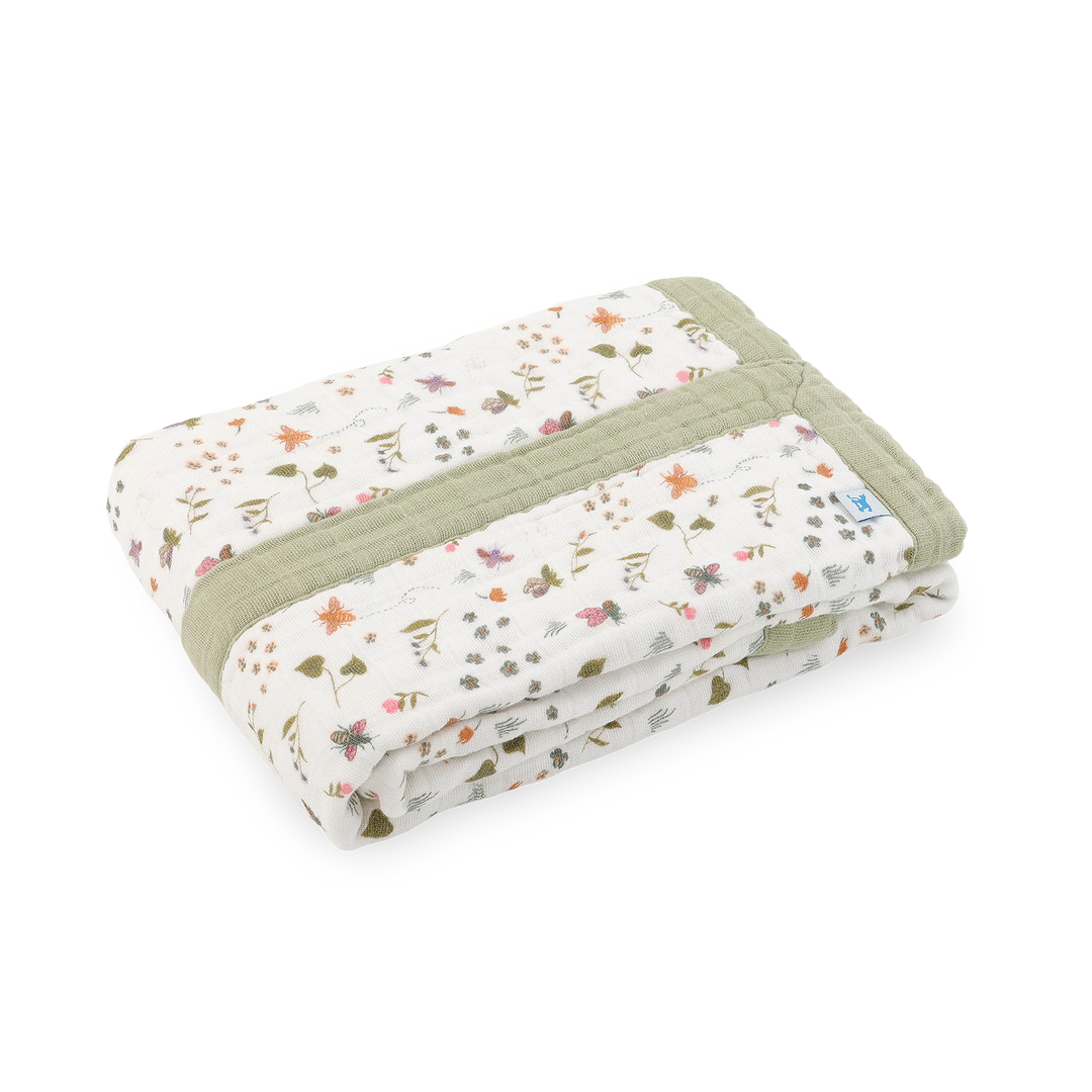 Little Unicorn Cotton Muslin Baby Quilt (Garden Bees)