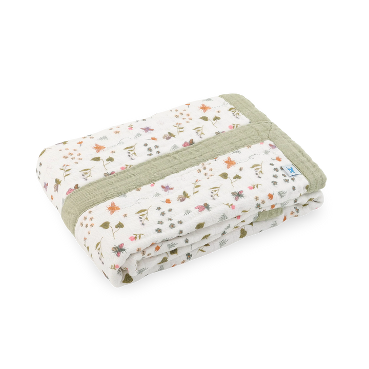 Little Unicorn Cotton Muslin Baby Quilt (Garden Bees)