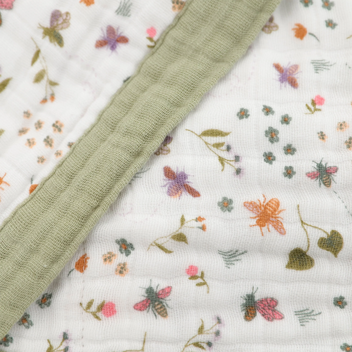 Little Unicorn Cotton Muslin Baby Quilt (Garden Bees)