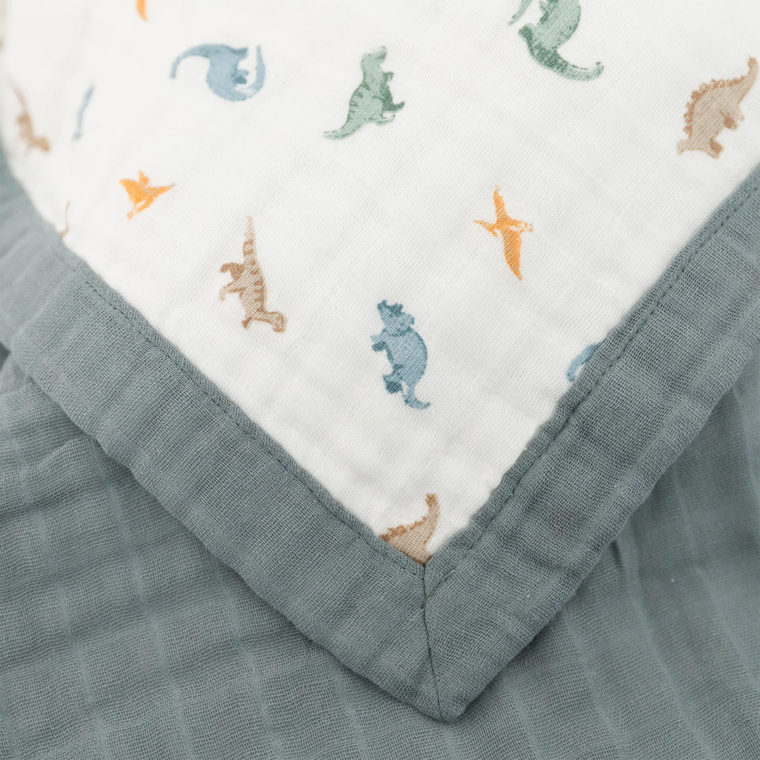 Little Unicorn Organic Cotton Muslin Baby Quilt (Little Dino)