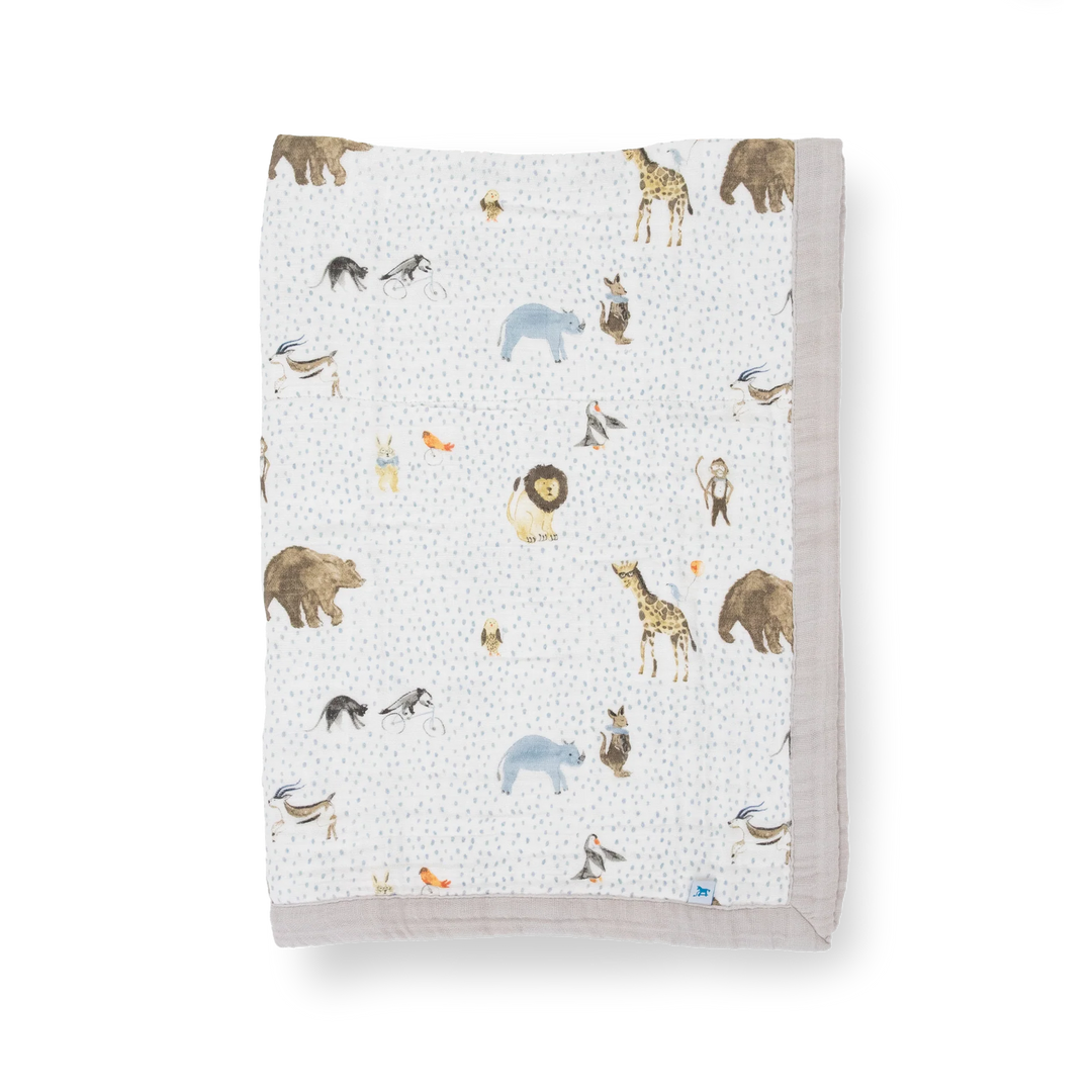 Little Unicorn Cotton Muslin Baby Quilt Party Animals