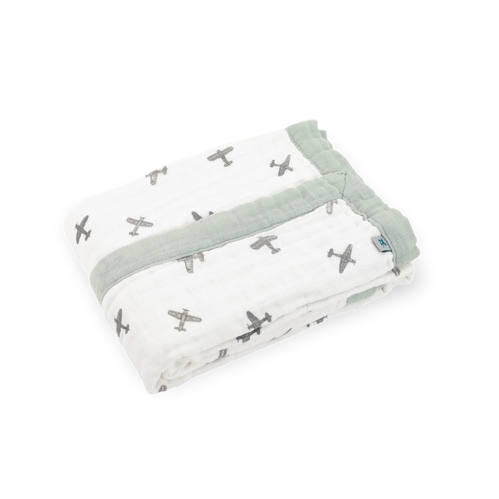 Little Unicorn Organic Cotton Muslin Baby Quilt (Pewter Planes)