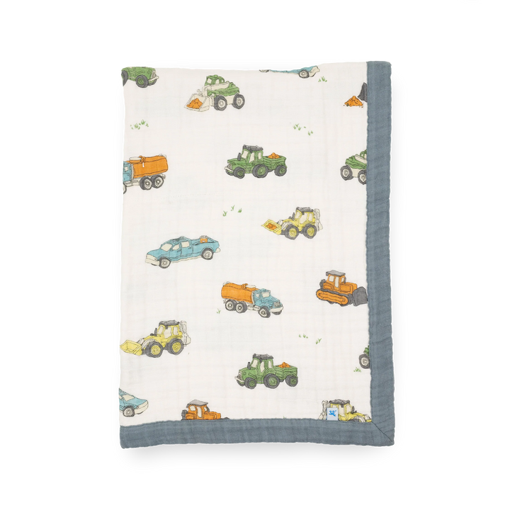 Little Unicorn Cotton Muslin Baby Quilt (Work Trucks)