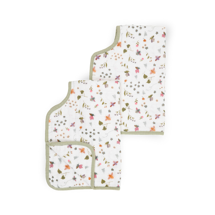 Little Unicorn Cotton Muslin Burp Cloth 2Pk (Garden Bees)