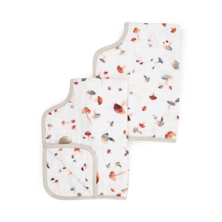 Little Unicorn Cotton Muslin Burp Cloth 2Pk (Mushrooms)